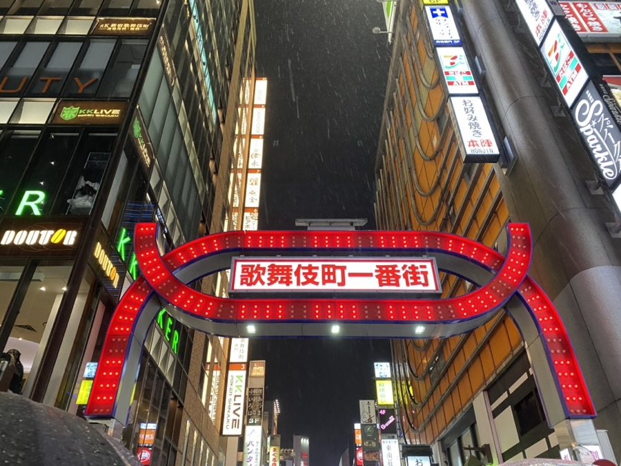 东京歌舞伎町一番街雨夜